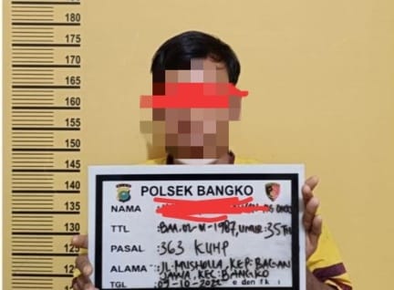 Pelaku pencuri HP ditangkap Polsek Bangko (foto/ist)